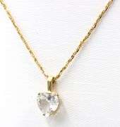 14kt Yellow gold cubic zirconia heart shaped pendant on chain