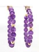 14kt Yellow gold amethyst and gold ball hoop earrings
