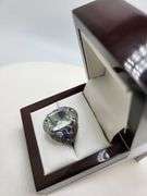 Extremely fine Victorian natural topaz, amethyst, diamonds ring on silver