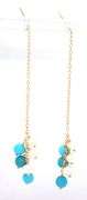 14kt Yellow gold Turquoise and pearl theader earrings
