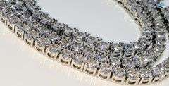 18 K White Gold Plated Sparkling 36.5 Ctw Lab Simulated Diamond Tennis Necklace