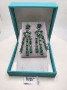 Very high quality hand made emerald and diamonds on silver earrings