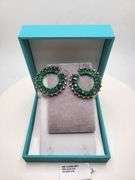 Very high quality hand made emerald and diamonds on silver earrings