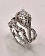 14 Kt White Gold Plate 2.75 Ct Lab Simulated Diamond 2 Band Engagement Ring Set