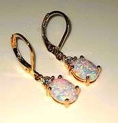 14 K Gold Plated 4 Ctw Welo Color Play Lab Simulated Opal Earrings