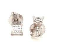 One pair of 18kt white gold 0.48ctw princess cut diamond stud earrings