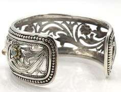 Konstantinom multi gemstone open scroll Greece cuff bracelet