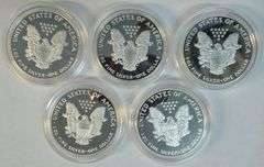 5 2021 Ultra Gem Cameo Proof $1 Silver Eagles in original capsules