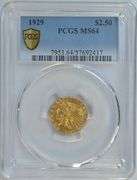 Near Gem BU 1929 $2.50 Indian Gold Piece. PCGS MS64