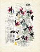 Rare Pablo Picasso Woodcut on Moulin Richard de Bas Paper from Chant Funèbre pour Ignacio Sánchez Me