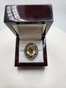 Extremely fine Victorian natural citrine, multi sapphire, diamonds ring on silver