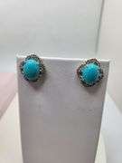 Elegant 61ctw Turquoise & Diamond Necklace Set in Silver – Includes Matching Earrings