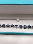 Magnificenrt  23ctw London blue Topaz and diamond bracelet