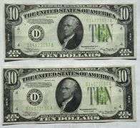 Two Clean $10 AU Cons 1934 Fed Reserve Notes