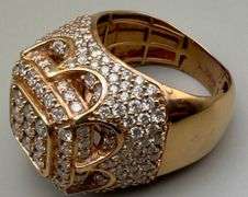 Magnificent Mens 14k Rose Diamond Ring.