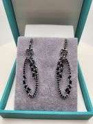 Very high quality hand made black onyx on silver earrings