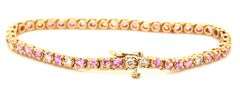 14kt Yellow gold pink sapphire and diamond tennis bracelet