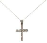 0.75ctw Round Diamond Channel Set Cross Pendant Necklace in 14K