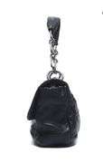 Chanel black lamb skin diamond quilting leather and chain shoulder bag