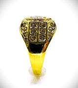 Men's Bold 14 Kt Yellow Gold Plate 4.65 Cttw Lab Simulated Diamond Ring