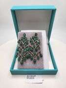 Very high quality hand made emerald and diamonds on silver earrings