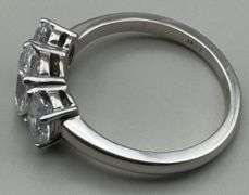 Ladies 14k White Gold Three Stone Ring With Lab Grown Diamonds