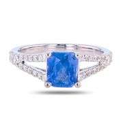 18K WHITE GOLD UNHEATED BLUE SAPPHIRE AND DIAMOND RING 2.39 C.T.W., GIA CERTIFIED