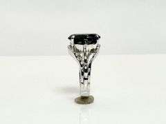 Impressive 14 Kt White Gold Plated Huge Black 7.75 Ct Lab Simulated Diamond Ring