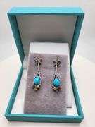 Extremely fine Victorian turquoise and diamonds with sapphire earrings