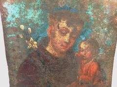Antique Mexican Retablo Painting on Tin, St. Nicholas