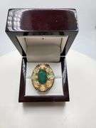 Extremely fine Victorian emerald , opal and diamonds ring on silver