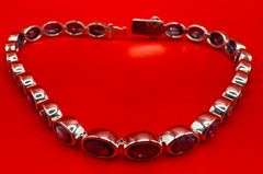 14K White Gold Oval Sapphires Tennis Bracelet