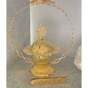 Metal Incense Burner with Handles and Ash Tray