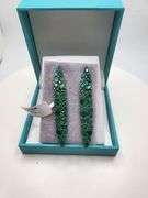 Very high quality hand made emerald and diamonds on silver earrings
