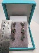 Very high quality hand made emerald and diamonds on silver earrings