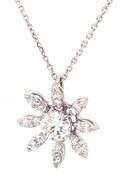 14kt White gold 0.90ctw diamond flower pendant on chain