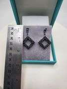 Very high quality hand made black onyx on silver earrings