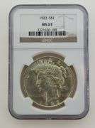 1923 Silver Peace Dollar, NGC MS63