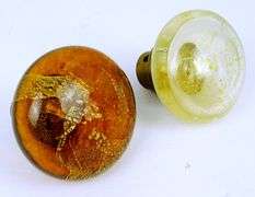 2 Vintage Murano Art Glass Door Knobs