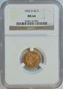 Gorgeous basically Gem BU 1925-D $2.50 Indian Gold Piece. NGC MS64