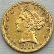 1884-S $5 Liberty Gold Half Eagle – San Francisco Mint
