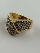 14KT Yellow Gold Bypass Design With Pave Diamon Ring