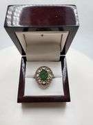 Extremely fine Victorian emerald and diamonds ring on silver