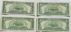 Four Clean  Near Unc $5 1934 A Silver Certificates.