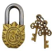 Brass Padlock with Lord Ganesha Relief