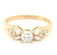 14kt Yellow gold 0.29ct RBC in 0.15ctw RBC and Baguette diamond engagement ring