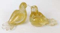 Vintage Pair of Murano Art Glass Doves