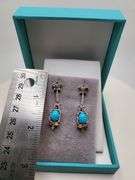 Extremely fine Victorian turquoise and diamonds with sapphire earrings