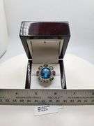 Extremely fine Victorian natural topaz, multi sapphire, diamonds ring on silver