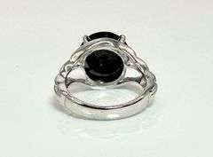 Impressive 14 Kt White Gold Plated Huge Black 7.75 Ct Lab Simulated Diamond Ring
